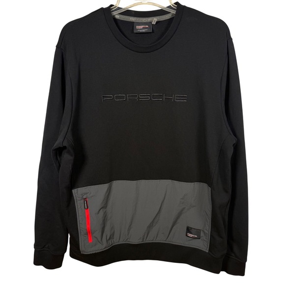 PORSCHE Motorsport Unisex Pullover Crewneck Motorsport Fanwear Black/Gray, Large